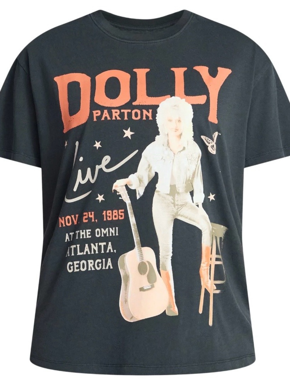 Dolly Parton Black Graphic T Size XL. Promoting 1985 Tour. NWT Summer